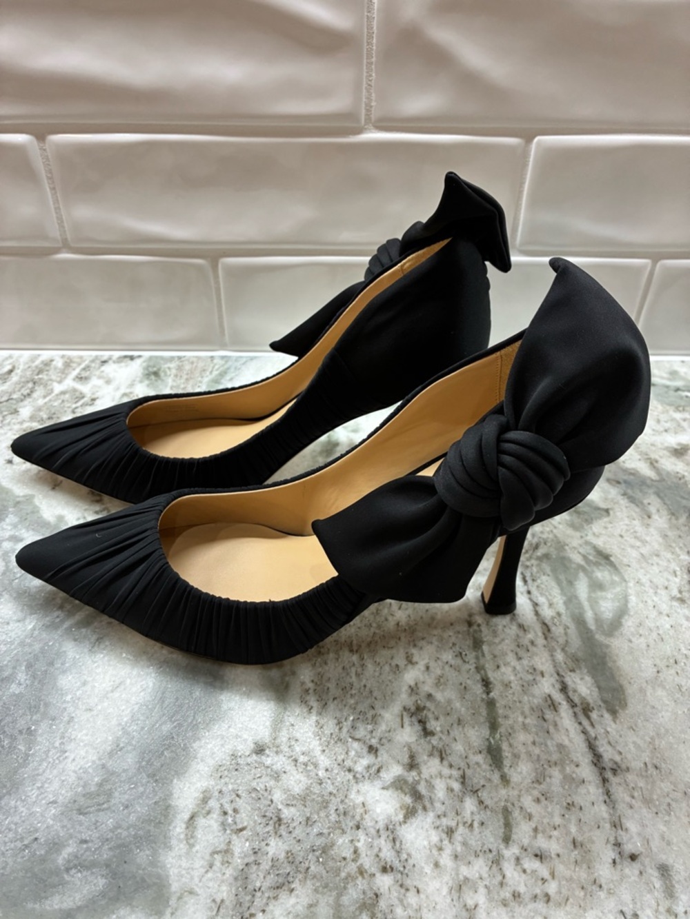 Black Bow Accent Pointed-Toe Women's Heels by Badgley Mischa